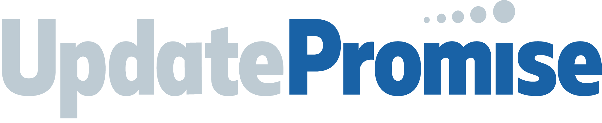UpdatePromise logo: light gray 'Update' next to dark blue 'Promise' with dot ellipsis above.